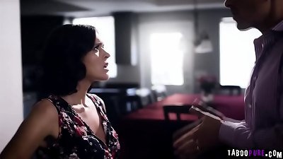 Krissy Lynn caught her husband penetrating with her teen mistress Chloe Temple and decided to join them and they take turns pounding with his hefty dick.