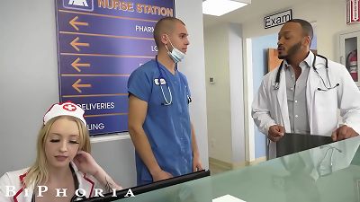 BiPhoria - Nurse Catches Doctors pulverizing Then Joins In