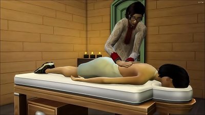 asian sonnie caresses his mother after she visits him at work || asian mother and sonnie